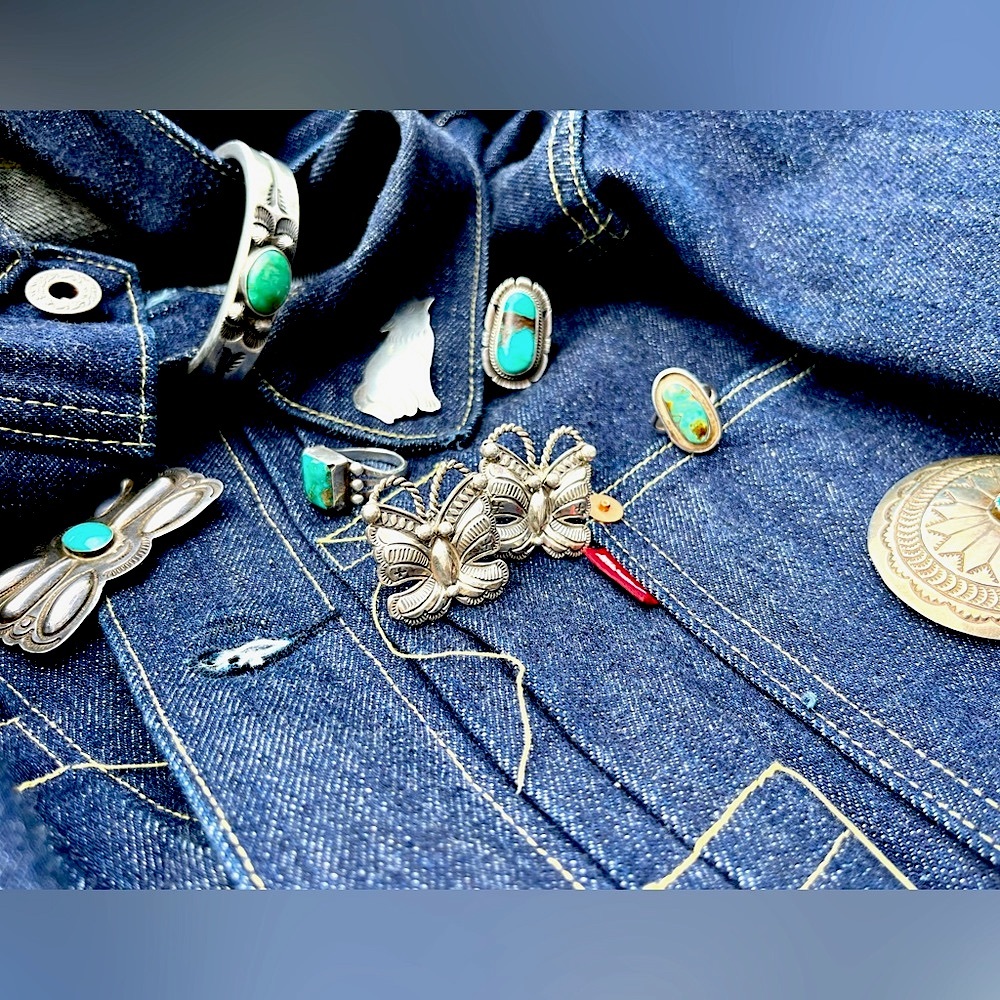 Native American Stamp Work Butterfly Sterling Earrings